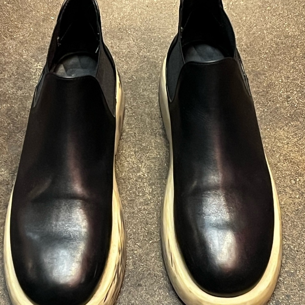 Marsell Black Leather Platform Slip-On Ankle Boots with Cream Sole